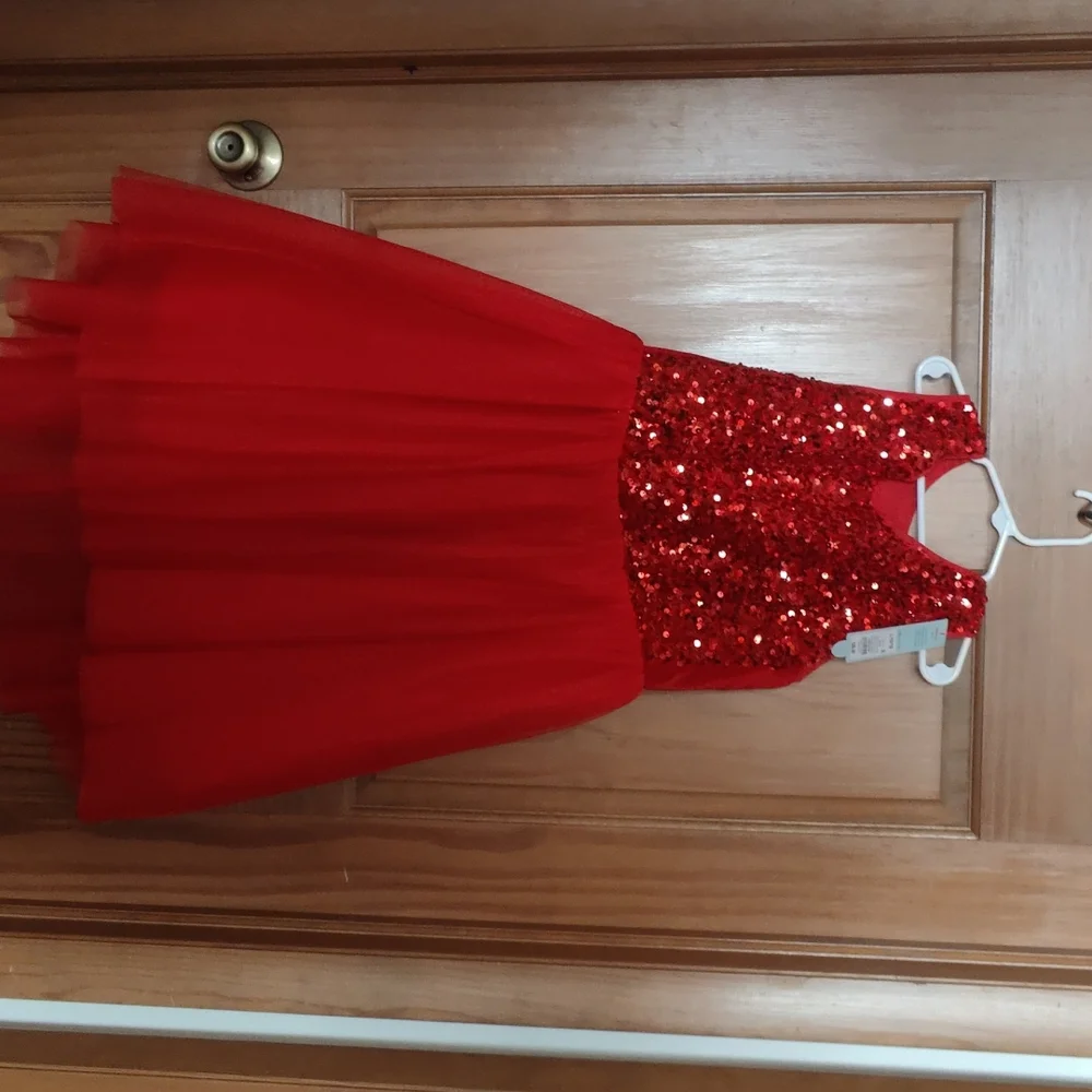 Girls Red Sequin Tulle Party Dress - Brand: